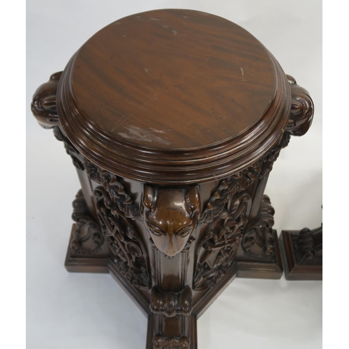 69 - A PAIR OF REPRODUCTION MAHOGANY PLINTHS