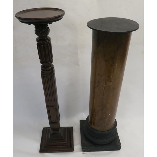 70 - AN EARLY 20TH CENTURY WALNUT TUSCAN COLUMN PEDESTAL