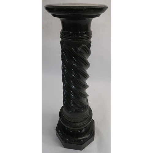 73 - A GREY MARBLE PEDESTAL