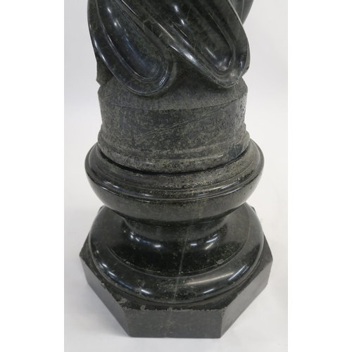 73 - A GREY MARBLE PEDESTAL