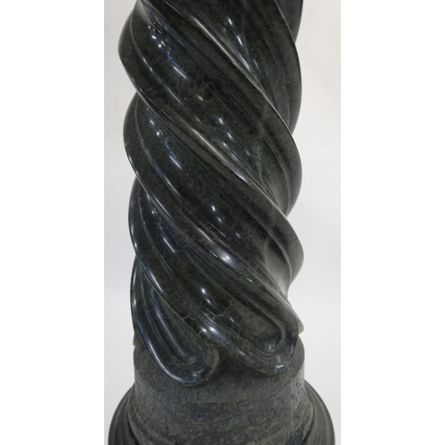 73 - A GREY MARBLE PEDESTAL