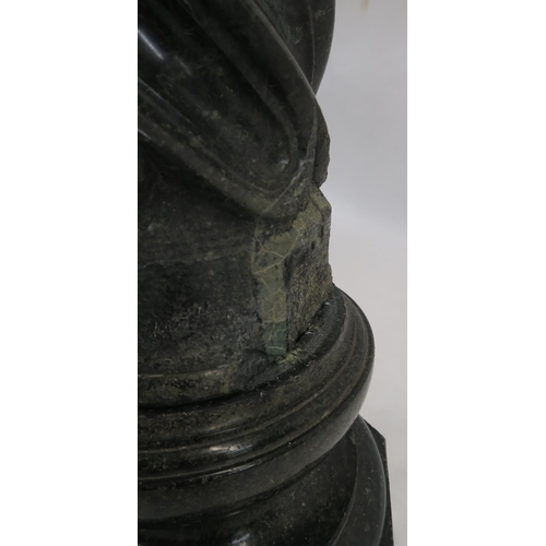 73 - A GREY MARBLE PEDESTAL