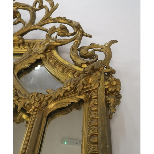 76 - 19TH CENTURY GILT FRAMED ROCOCO OVERMANTLE MIRROR