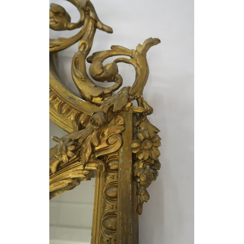 76 - 19TH CENTURY GILT FRAMED ROCOCO OVERMANTLE MIRROR