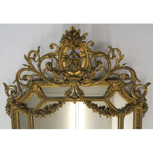 76 - 19TH CENTURY GILT FRAMED ROCOCO OVERMANTLE MIRROR