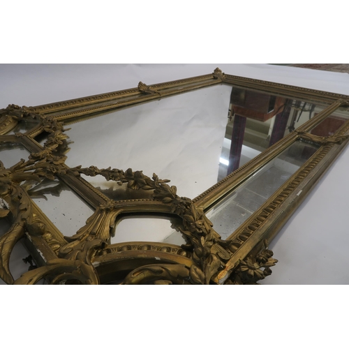 76 - 19TH CENTURY GILT FRAMED ROCOCO OVERMANTLE MIRROR