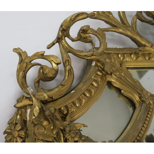 76 - 19TH CENTURY GILT FRAMED ROCOCO OVERMANTLE MIRROR