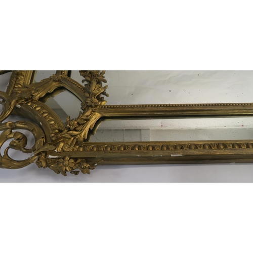 76 - 19TH CENTURY GILT FRAMED ROCOCO OVERMANTLE MIRROR