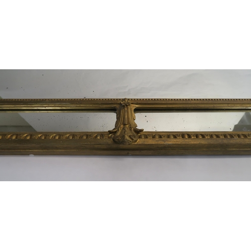 76 - 19TH CENTURY GILT FRAMED ROCOCO OVERMANTLE MIRROR