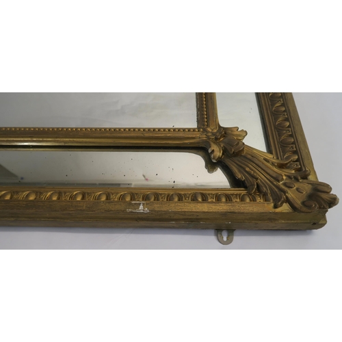 76 - 19TH CENTURY GILT FRAMED ROCOCO OVERMANTLE MIRROR