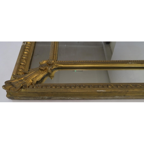 76 - 19TH CENTURY GILT FRAMED ROCOCO OVERMANTLE MIRROR