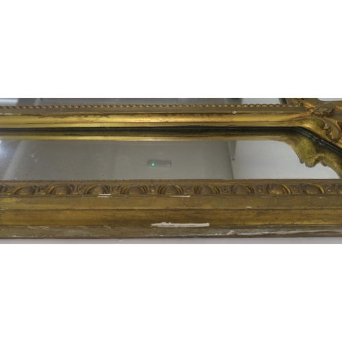 76 - 19TH CENTURY GILT FRAMED ROCOCO OVERMANTLE MIRROR