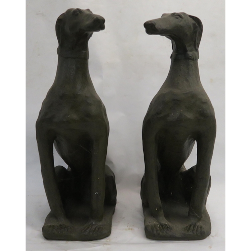 77 - A PAIR OF 20TH CENTURY TERRACOTTA GREYHOUNDS