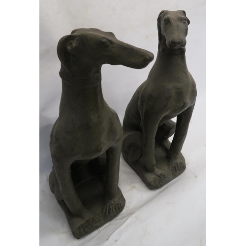 77 - A PAIR OF 20TH CENTURY TERRACOTTA GREYHOUNDS