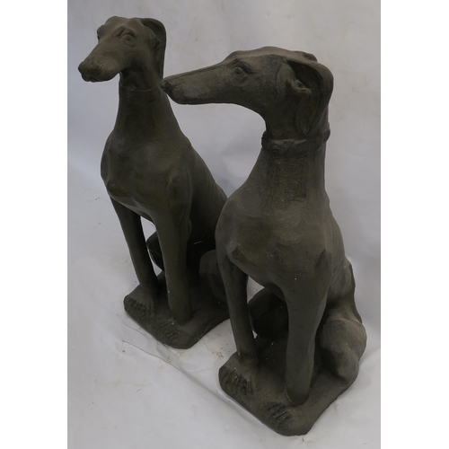 77 - A PAIR OF 20TH CENTURY TERRACOTTA GREYHOUNDS