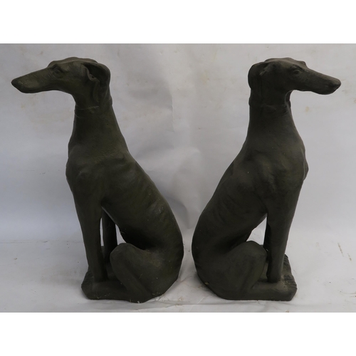 77 - A PAIR OF 20TH CENTURY TERRACOTTA GREYHOUNDS