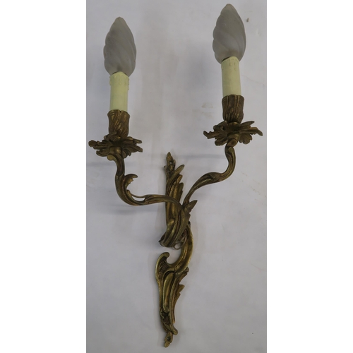 78 - A SET OF FOUR GILT METAL TWIN BRANCH WALL LIGHTS