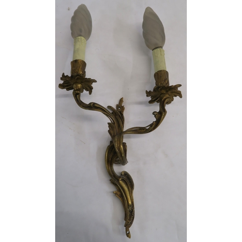 78 - A SET OF FOUR GILT METAL TWIN BRANCH WALL LIGHTS