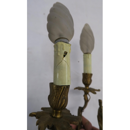 78 - A SET OF FOUR GILT METAL TWIN BRANCH WALL LIGHTS