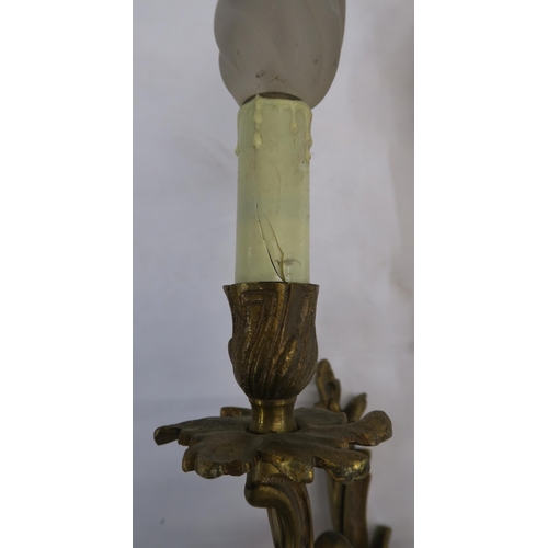 78 - A SET OF FOUR GILT METAL TWIN BRANCH WALL LIGHTS