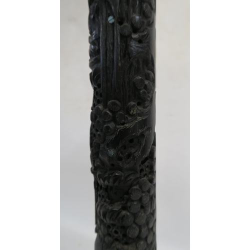 79 - A CHINESE CARVED AND STAINED WOOD STANDARD LAMP