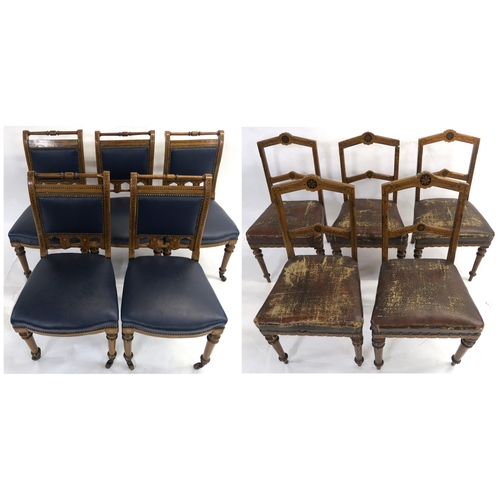 84 - A SET OF FIVE ARTS AND CRAFTS OAK DINING CHAIRS