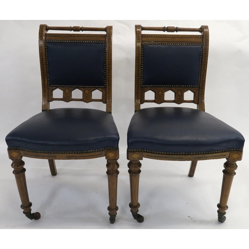 84 - A SET OF FIVE ARTS AND CRAFTS OAK DINING CHAIRS