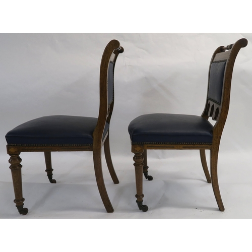 84 - A SET OF FIVE ARTS AND CRAFTS OAK DINING CHAIRS