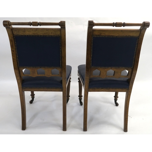 84 - A SET OF FIVE ARTS AND CRAFTS OAK DINING CHAIRS