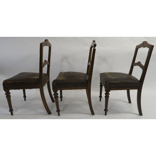 84 - A SET OF FIVE ARTS AND CRAFTS OAK DINING CHAIRS