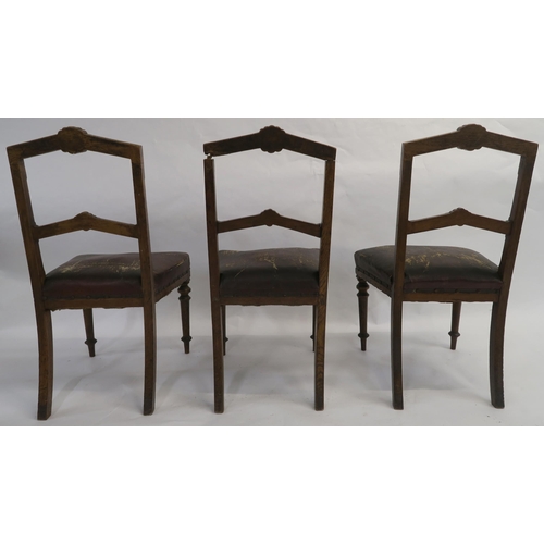 84 - A SET OF FIVE ARTS AND CRAFTS OAK DINING CHAIRS