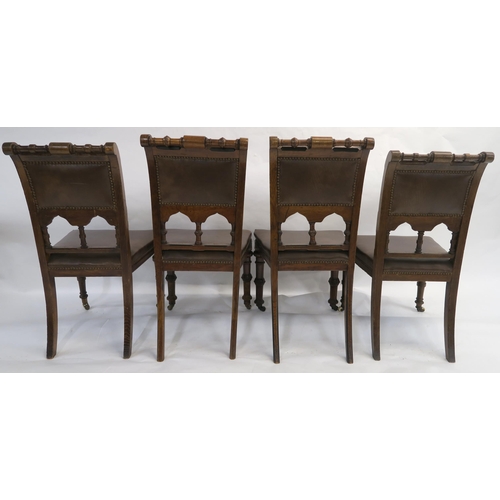 85 - A SET OF EIGHT PUGINESQUE OAK DINING CHAIRS