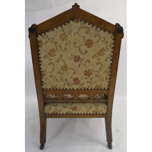 86 - A SET OF EIGHT ARTS AND CRAFTS OAK DINING CHAIRS