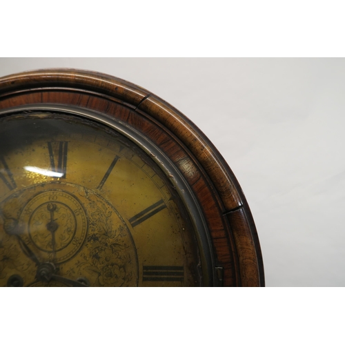 95 - A 19TH CENTURY ROSEWOOD CASED BRASS FACED DRUMHEAD CLOCK BY WILLIAM M DAVIE FALKIRK