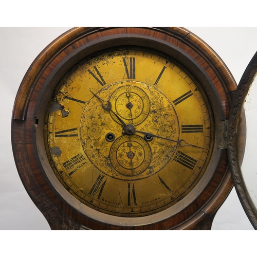 95 - A 19TH CENTURY ROSEWOOD CASED BRASS FACED DRUMHEAD CLOCK BY WILLIAM M DAVIE FALKIRK