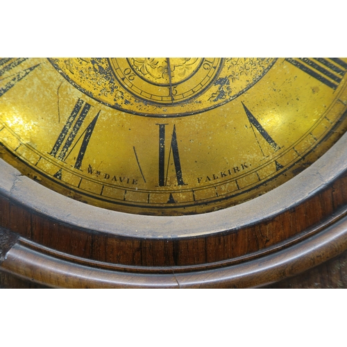 95 - A 19TH CENTURY ROSEWOOD CASED BRASS FACED DRUMHEAD CLOCK BY WILLIAM M DAVIE FALKIRK