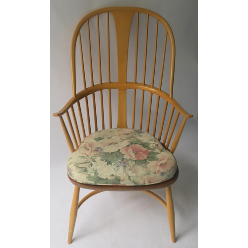 112 - AN ERCOL CHAIRMAKERS CHAIR WITH SEATPAD