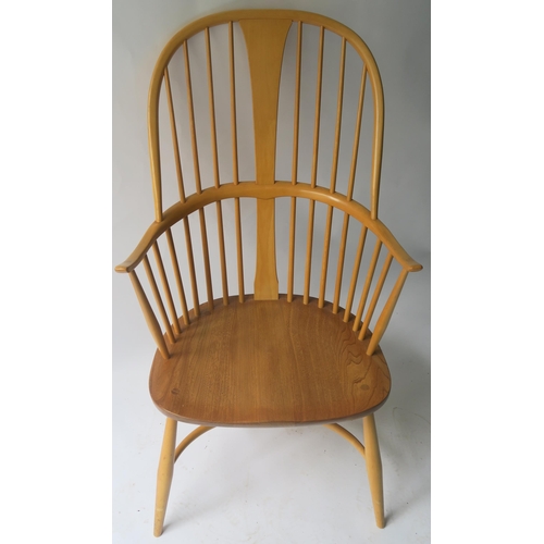 112 - AN ERCOL CHAIRMAKERS CHAIR WITH SEATPAD