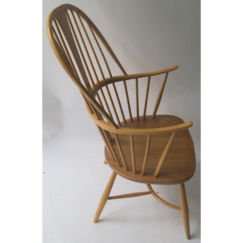 112 - AN ERCOL CHAIRMAKERS CHAIR WITH SEATPAD