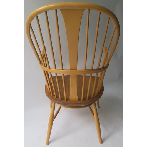 112 - AN ERCOL CHAIRMAKERS CHAIR WITH SEATPAD