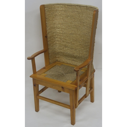 124 - A MODERN PINE ORKNEY CHAIR