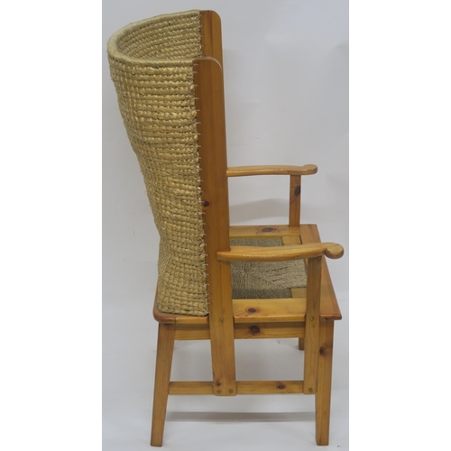 124 - A MODERN PINE ORKNEY CHAIR