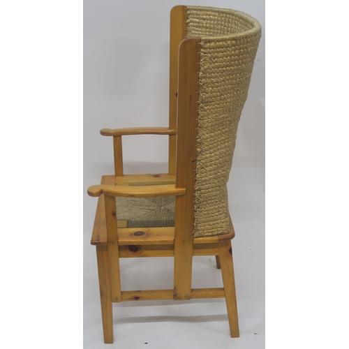 124 - A MODERN PINE ORKNEY CHAIR