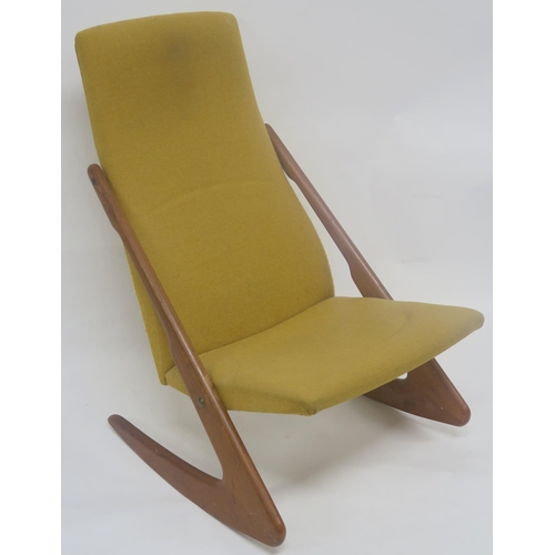 125 - A MOGENS KOLD  DENMARK 1960S TEAK FRAMED BOOMERANG CHAIR