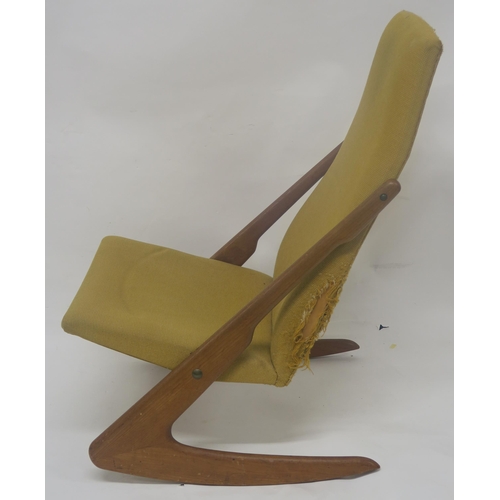 125 - A MOGENS KOLD  DENMARK 1960S TEAK FRAMED BOOMERANG CHAIR