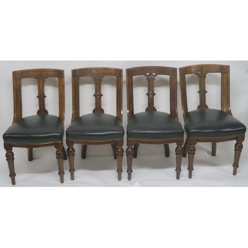 54 - A SET OF TWELVE VICTORIAN OAK DINING CHAIRS
