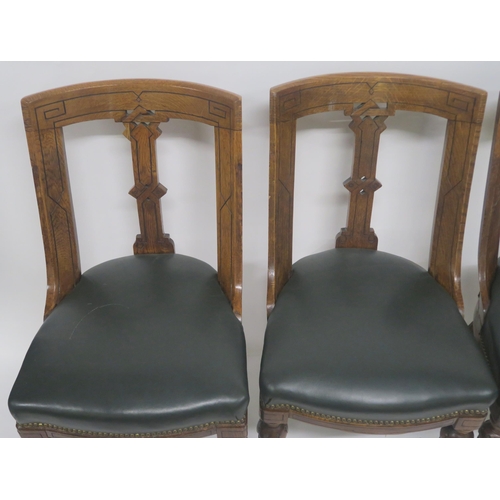 54 - A SET OF TWELVE VICTORIAN OAK DINING CHAIRS