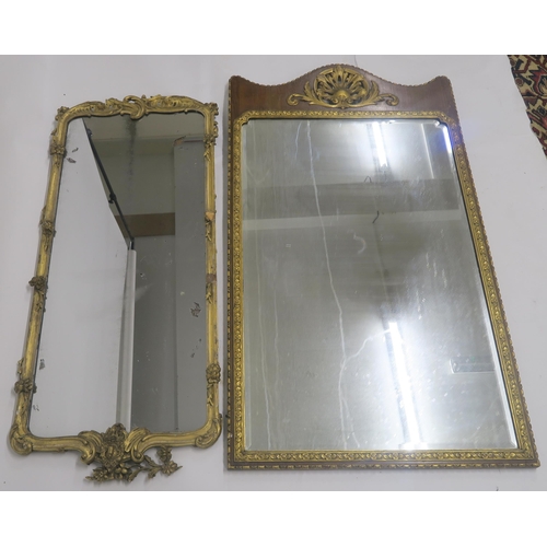 63 - A 19th CENTURY GILT FRAMED WALL MIRROR 120CM X 52CM