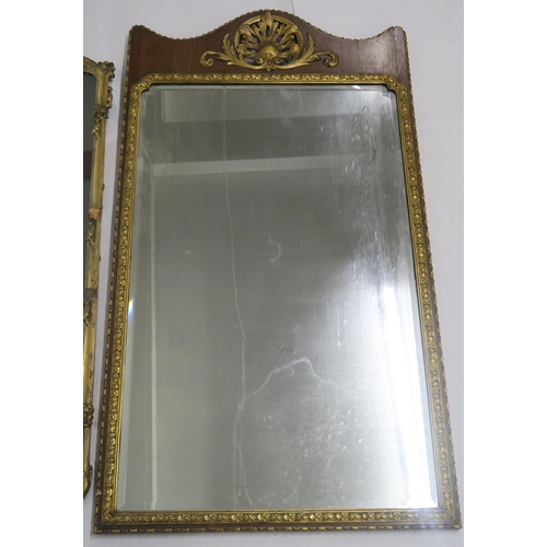 63 - A 19th CENTURY GILT FRAMED WALL MIRROR 120CM X 52CM