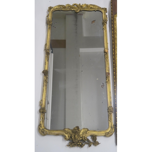 63 - A 19th CENTURY GILT FRAMED WALL MIRROR 120CM X 52CM